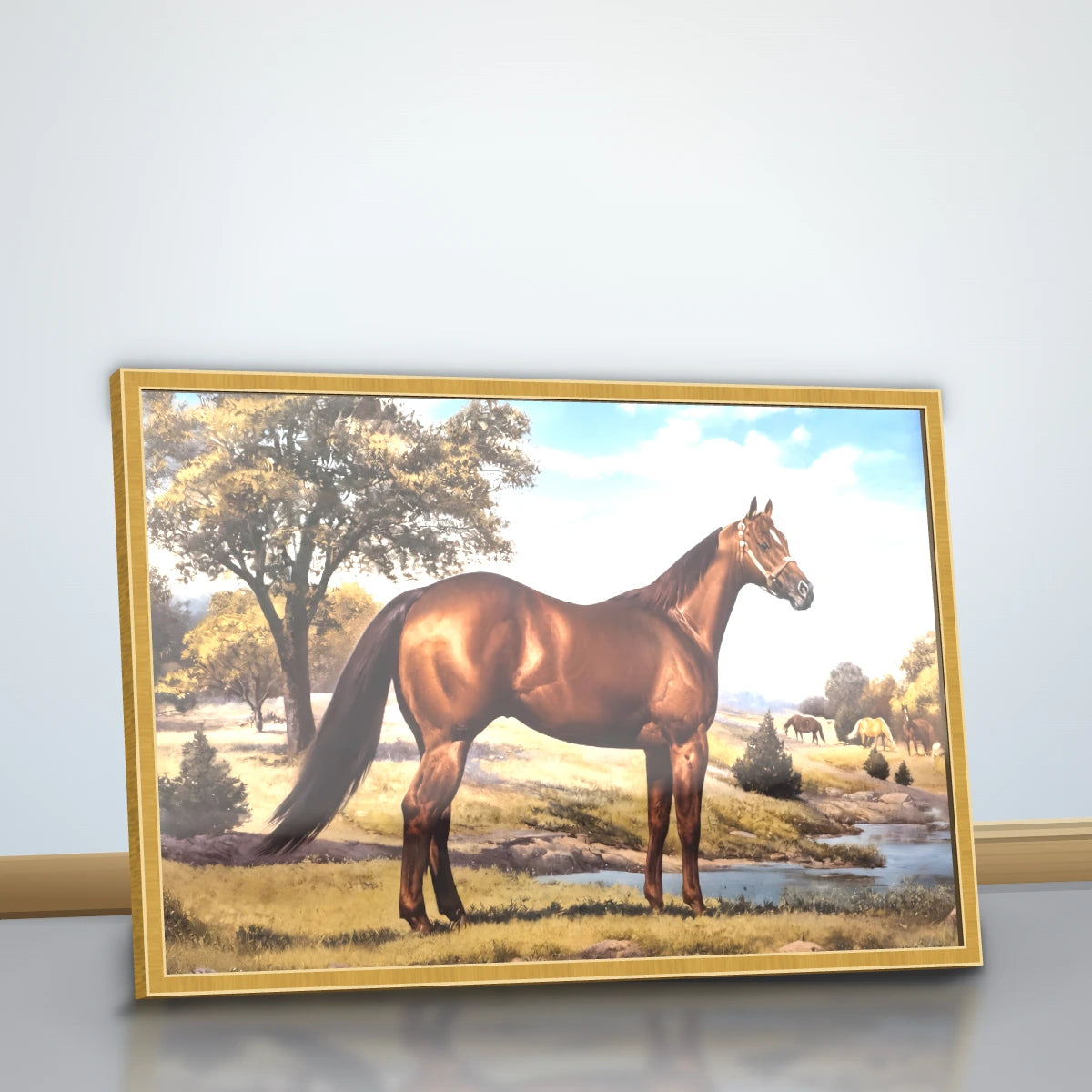 Quadro Sala Cavalo Marrom Rural