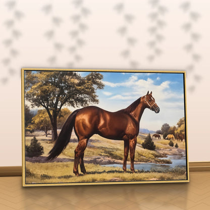 Quadro Sala Cavalo Marrom Rural