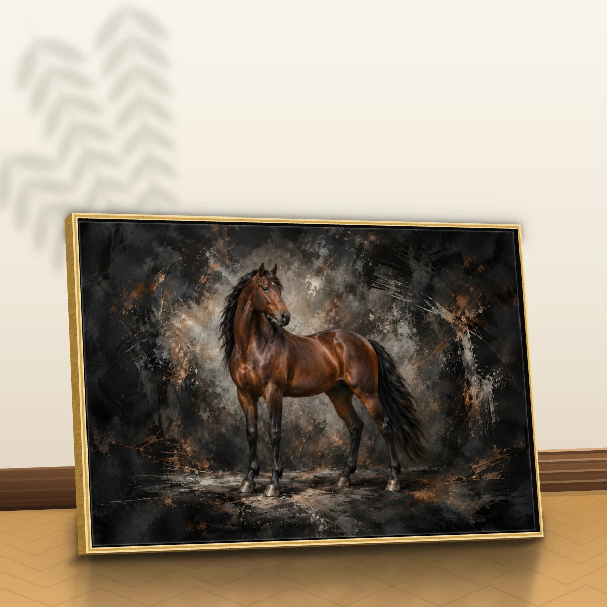 Quadro Sala Cavalo Marrom Luxury