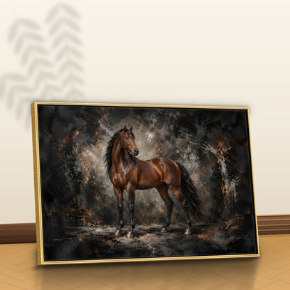 Quadro Sala Cavalo Marrom Luxury