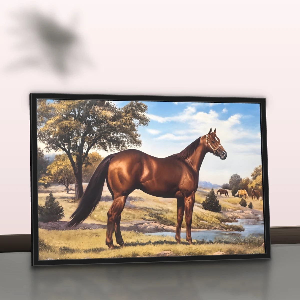 Quadro Sala Cavalo Marrom Rural
