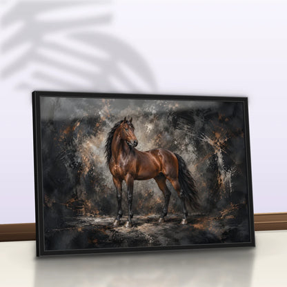 Quadro Sala Cavalo Marrom Luxury