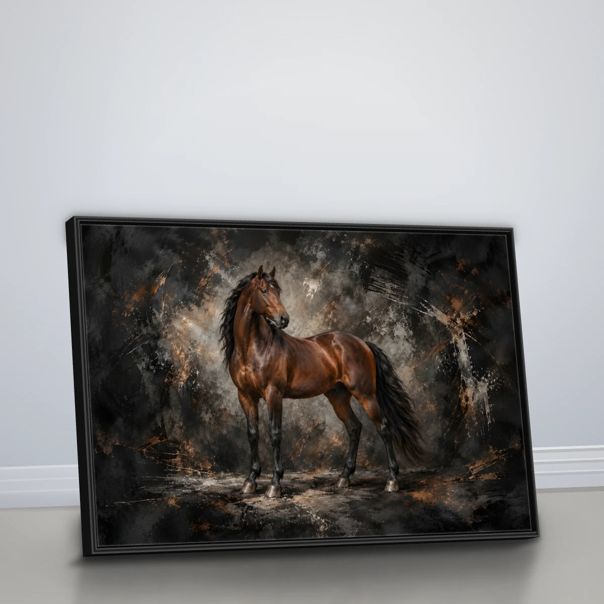 Quadro Sala Cavalo Marrom Luxury