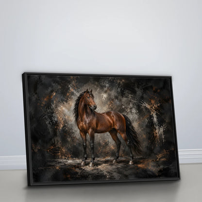 Quadro Sala Cavalo Marrom Luxury