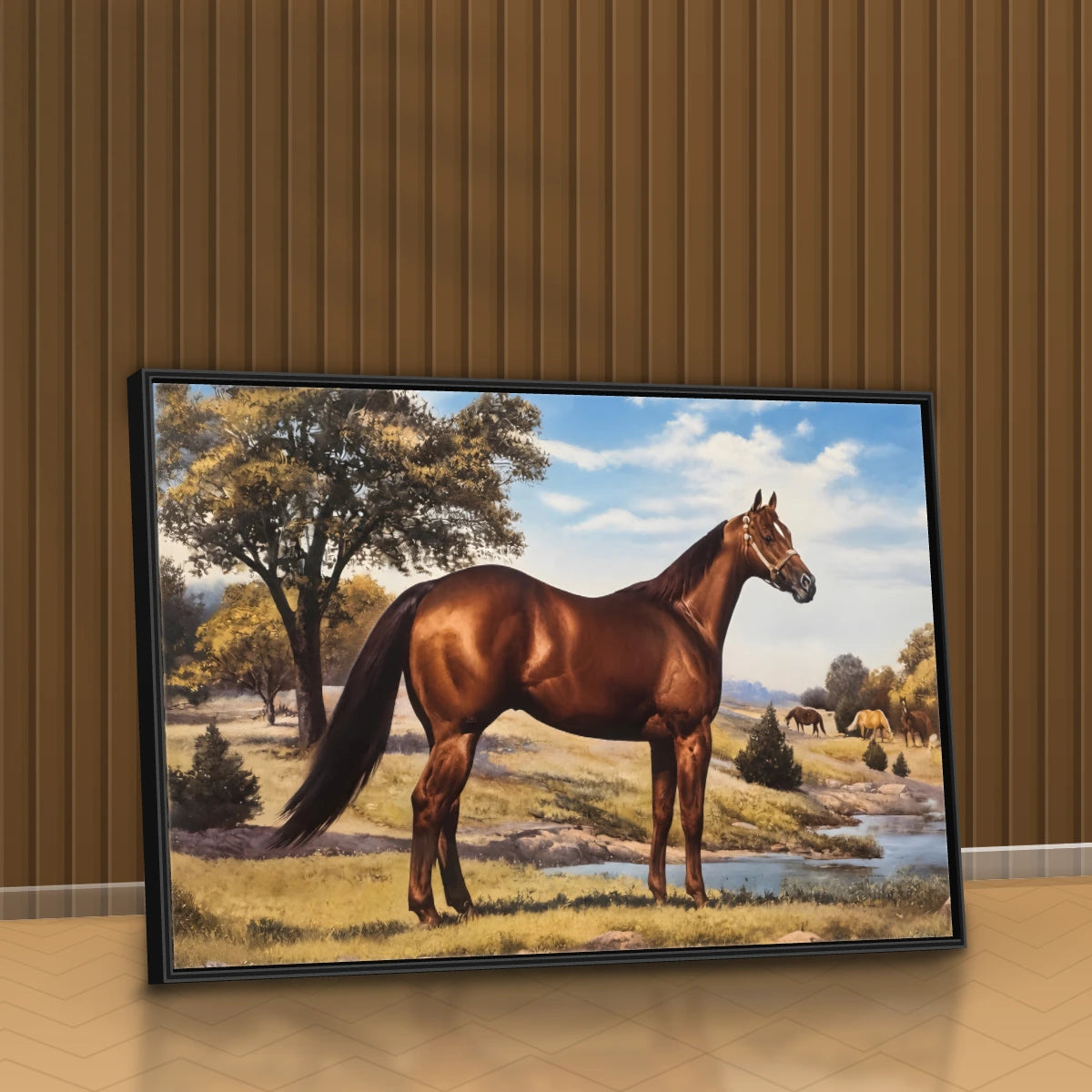 Quadro Sala Cavalo Marrom Rural