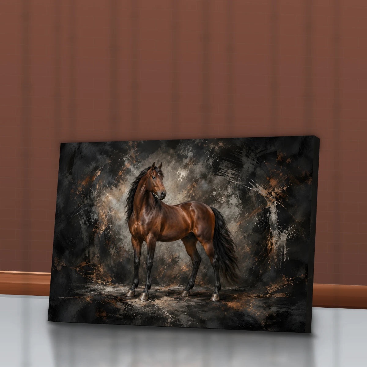 Quadro Sala Cavalo Marrom Luxury