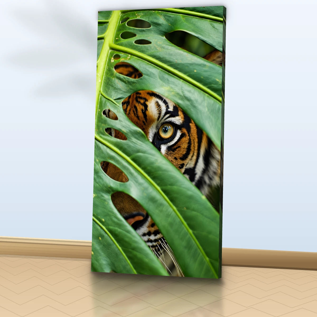 Quadro Sala Tigre na Folhagem