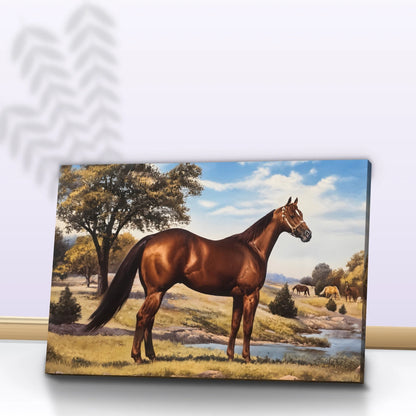 Quadro Sala Cavalo Marrom Rural