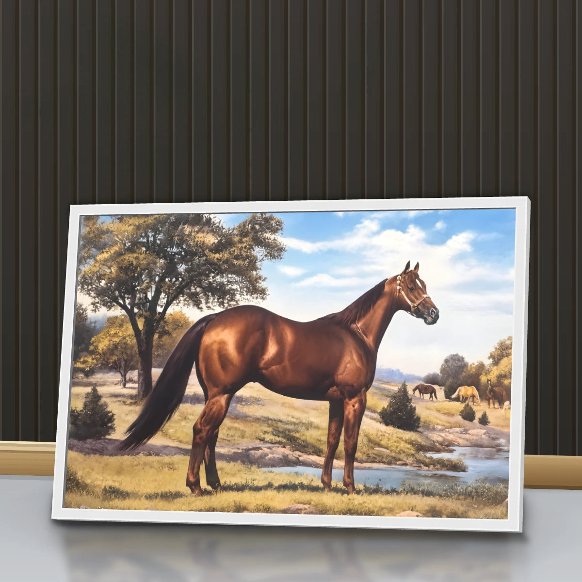 Quadro Sala Cavalo Marrom Rural