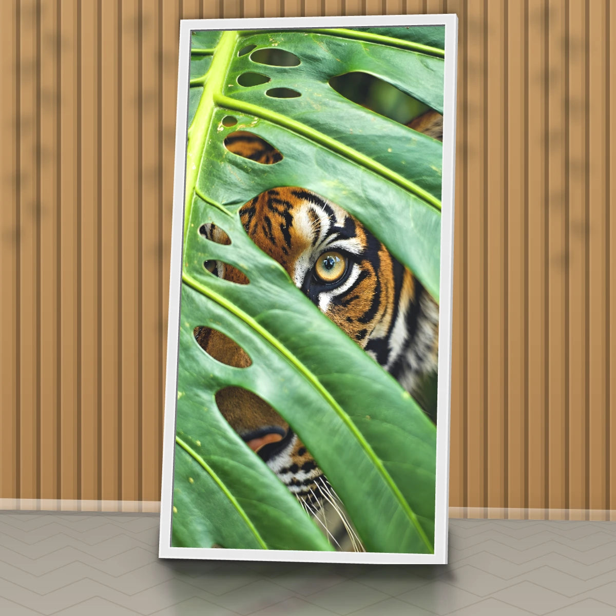 Quadro Sala Tigre na Folhagem