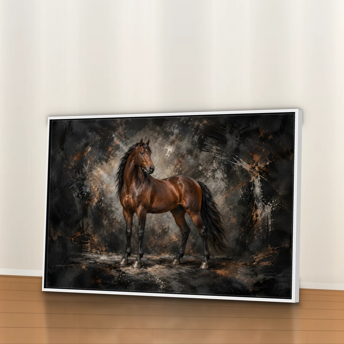 Quadro Sala Cavalo Marrom Luxury