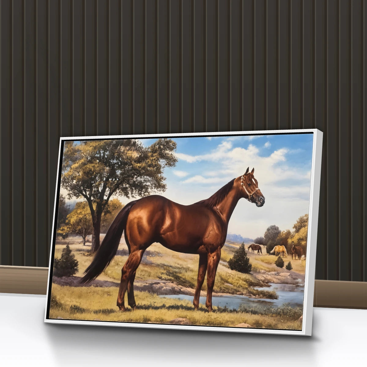 Quadro Sala Cavalo Marrom Rural