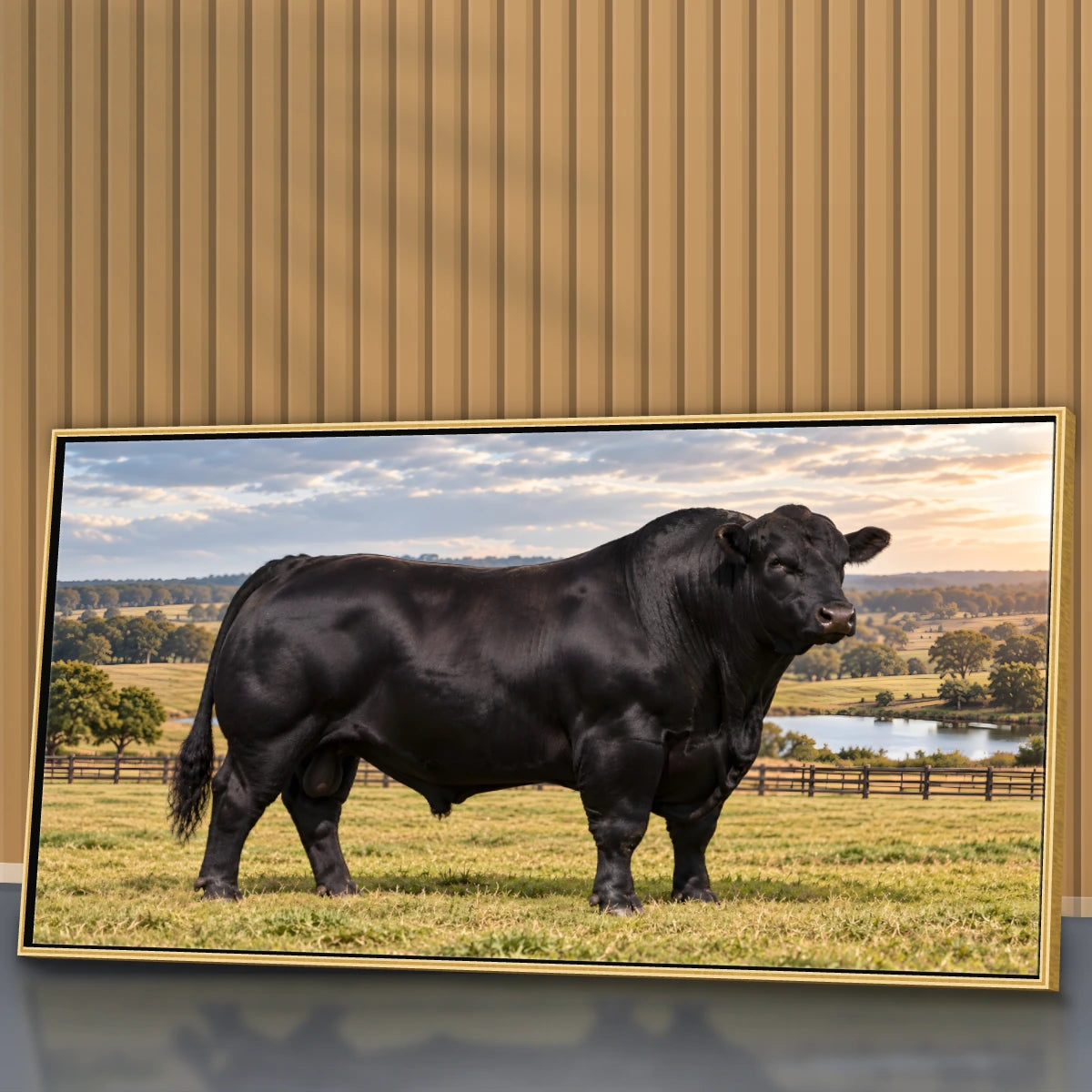 Quadro Escritório Touro Angus Preto