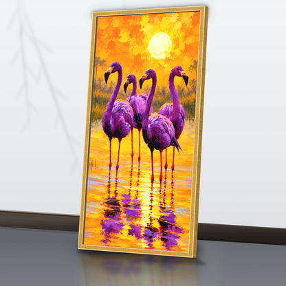Quadro Sala Flamingos Sunset Purple