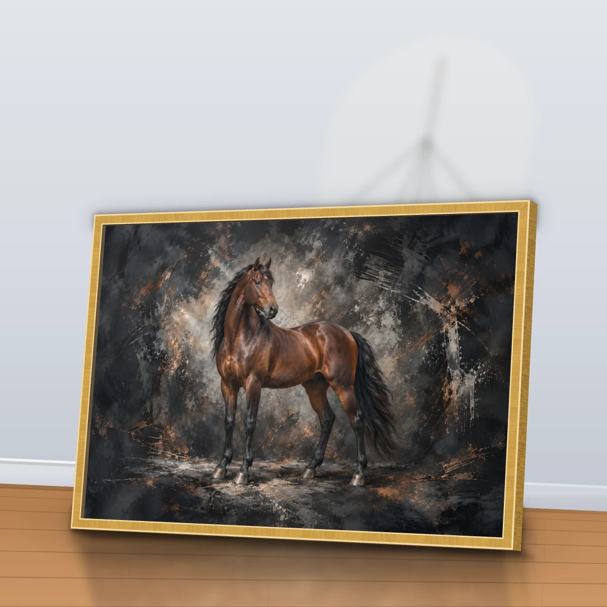 Quadro Sala Cavalo Marrom Luxury
