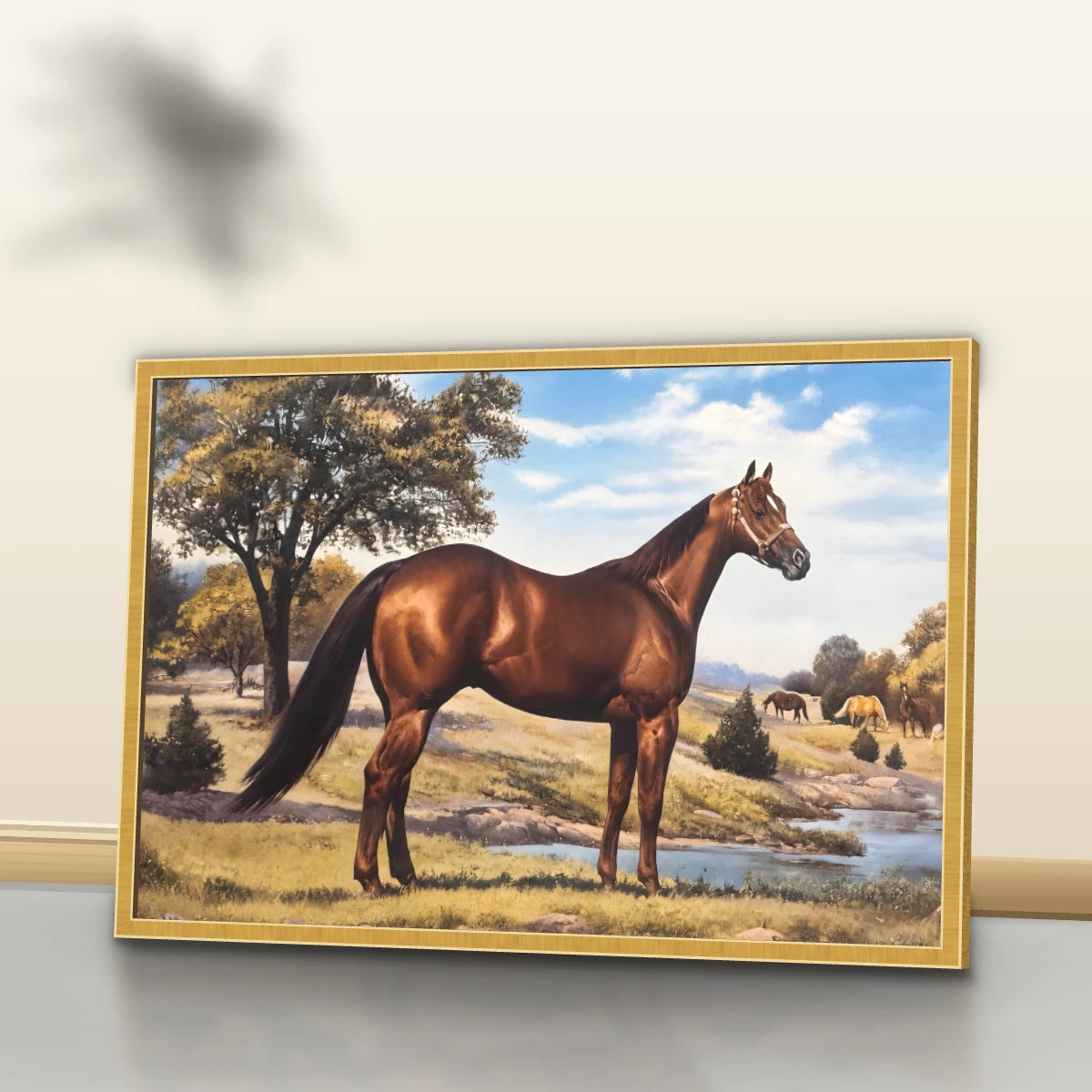 Quadro Sala Cavalo Marrom Rural