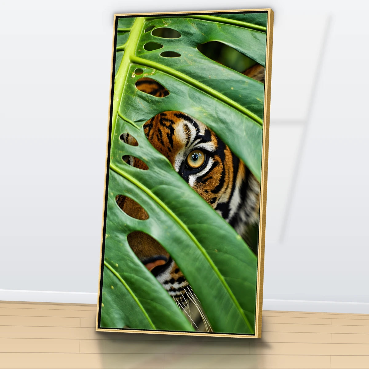 Quadro Sala Tigre na Folhagem