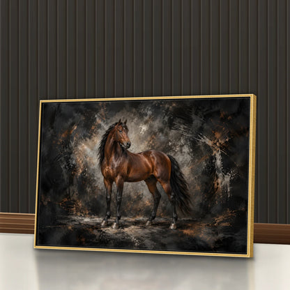 Quadro Sala Cavalo Marrom Luxury
