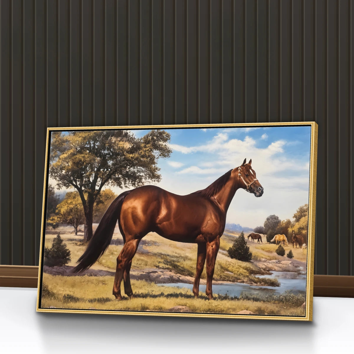 Quadro Sala Cavalo Marrom Rural