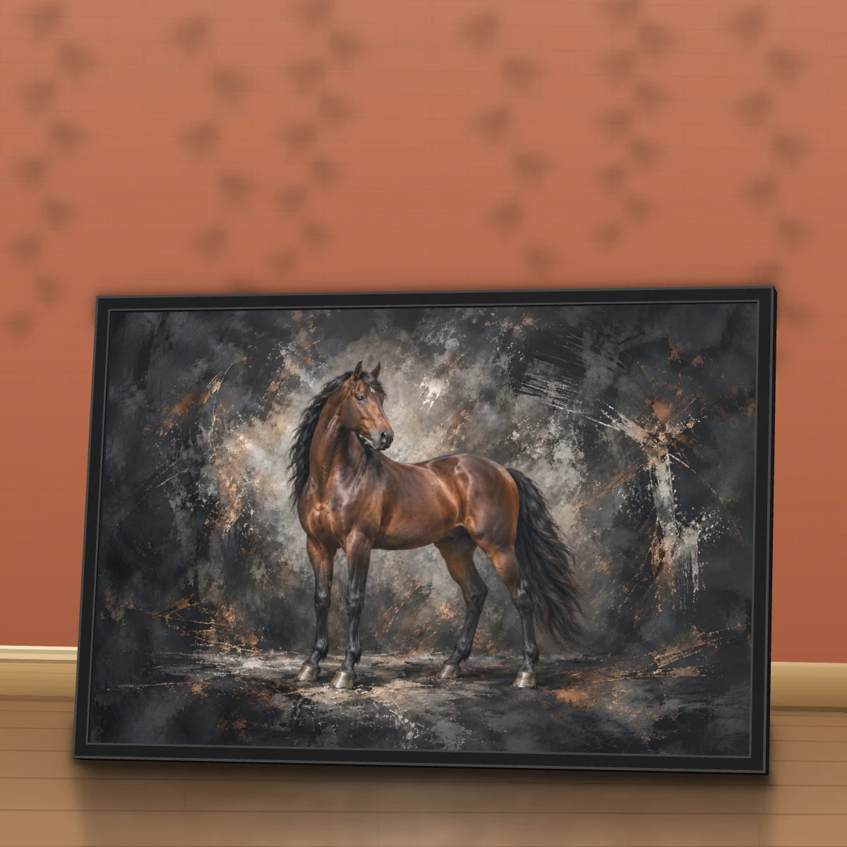 Quadro Sala Cavalo Marrom Luxury