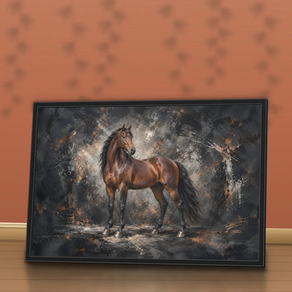 Quadro Sala Cavalo Marrom Luxury