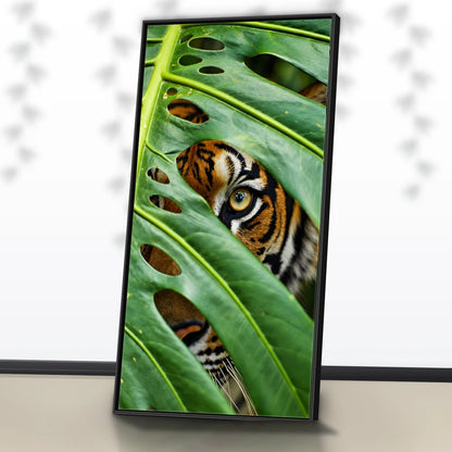 Quadro Sala Tigre na Folhagem