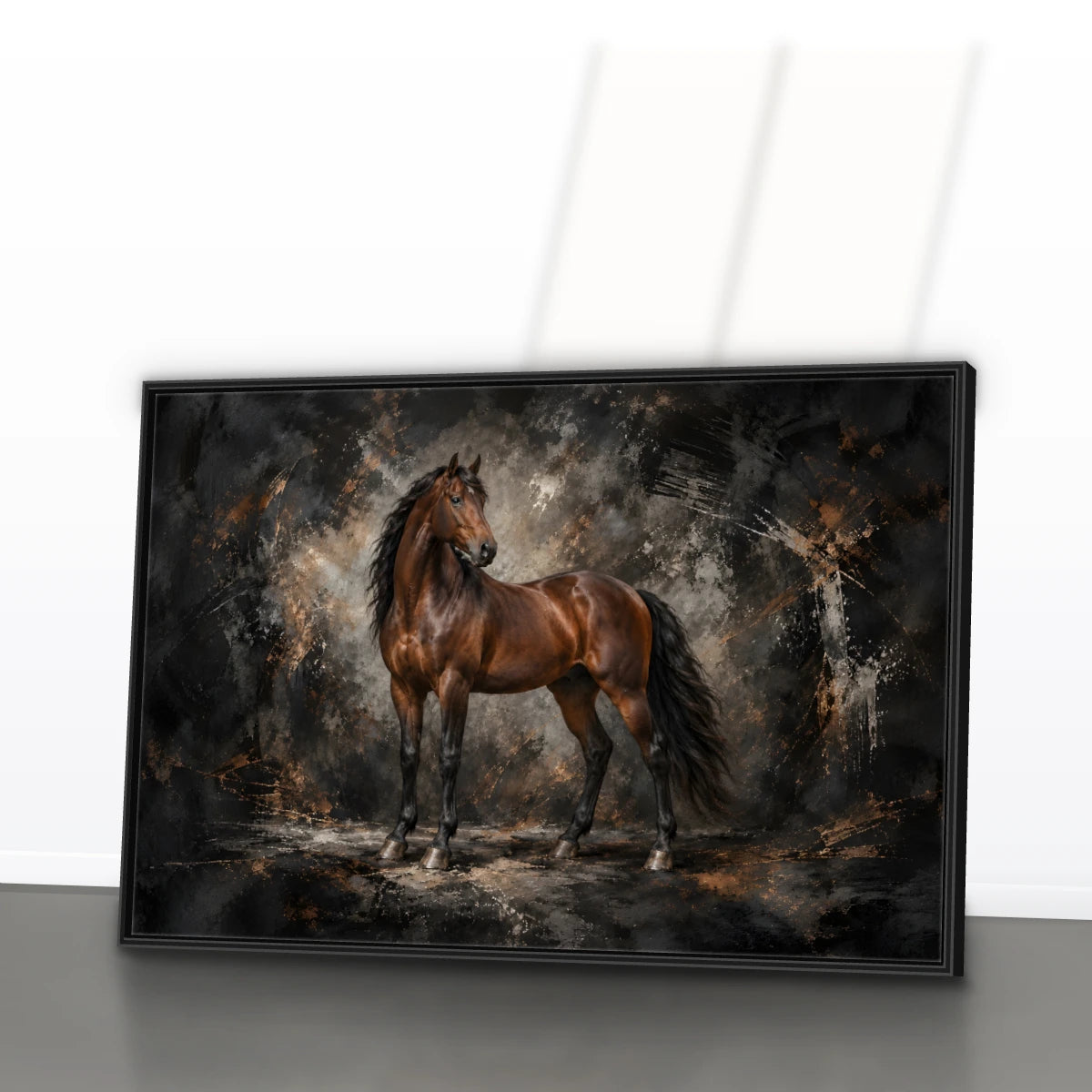 Quadro Sala Cavalo Marrom Luxury