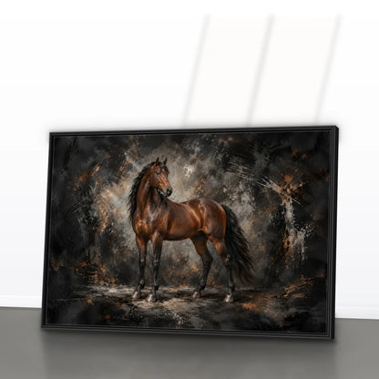 Quadro Sala Cavalo Marrom Luxury