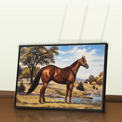 Quadro Sala Cavalo Marrom Rural