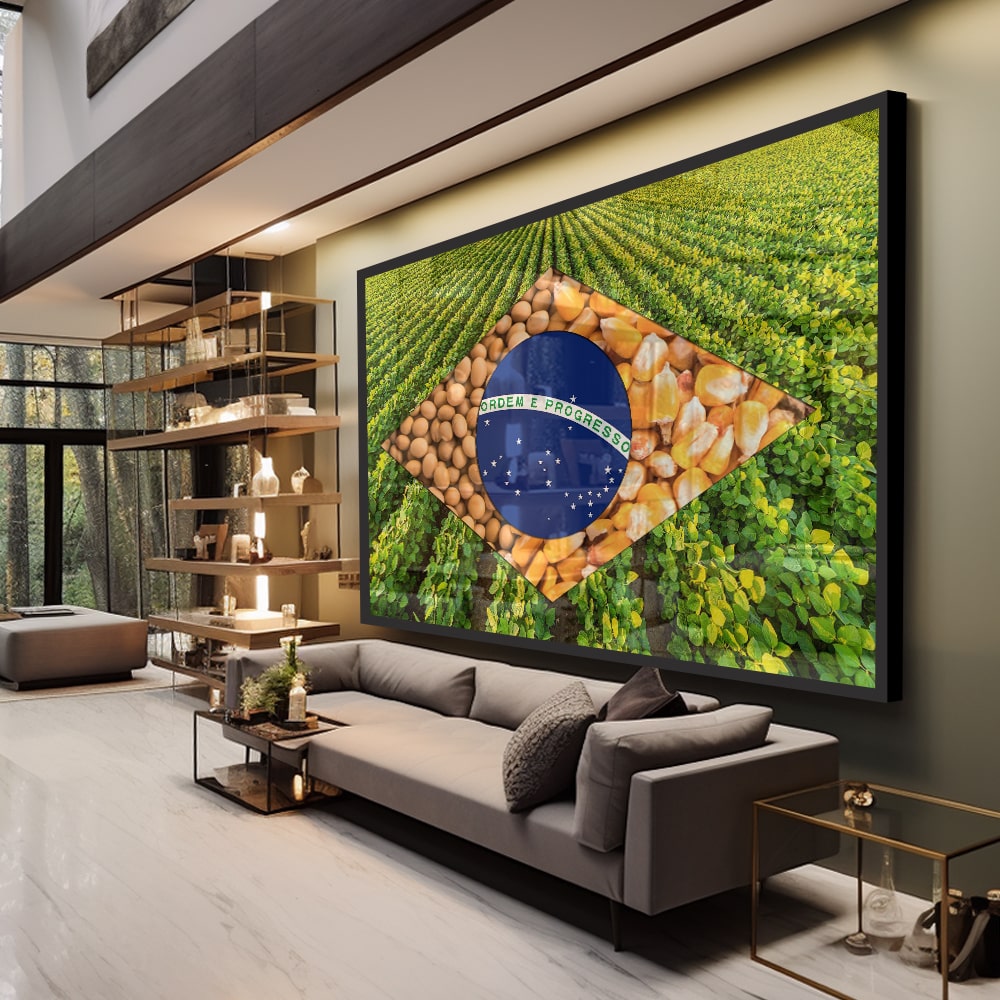 Quadro Bandeira Brasil Agro