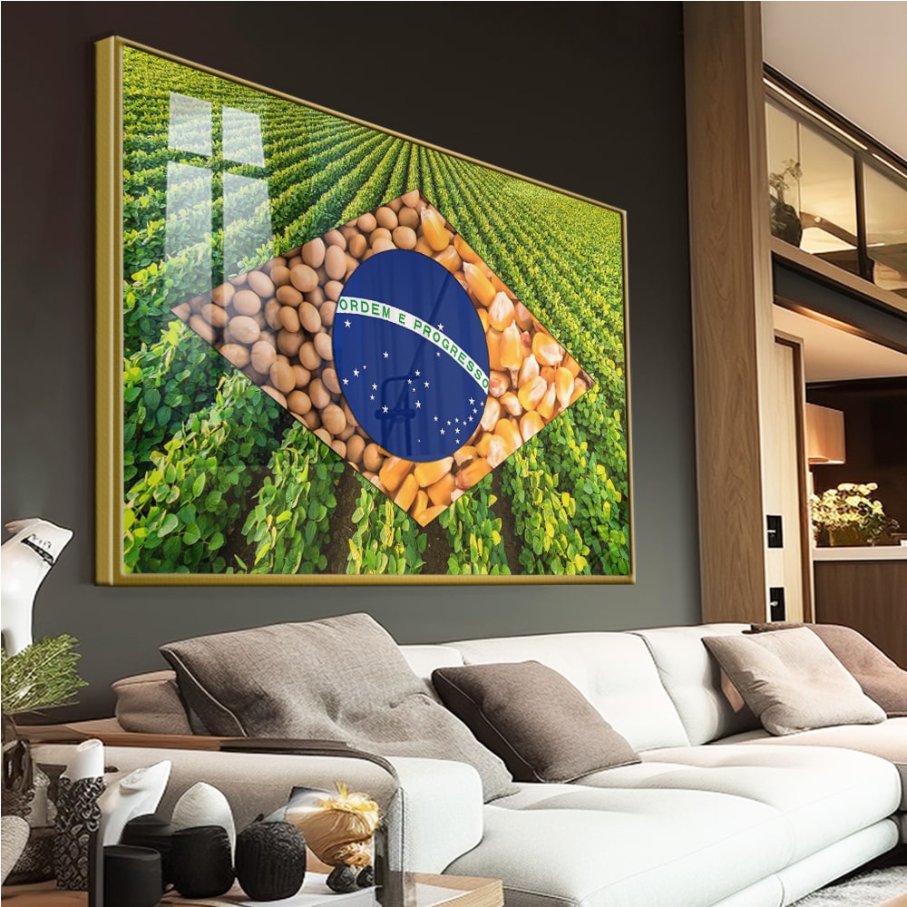 Quadro Bandeira Brasil Agro