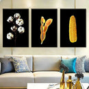 Kit 3 Quadros Algodão, Soja e Milho Fundo Black