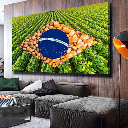 Quadro Bandeira Brasil Agro