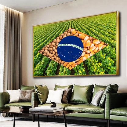 Quadro Bandeira Brasil Agro